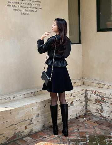 Kiez Round String Leather Short Jacket